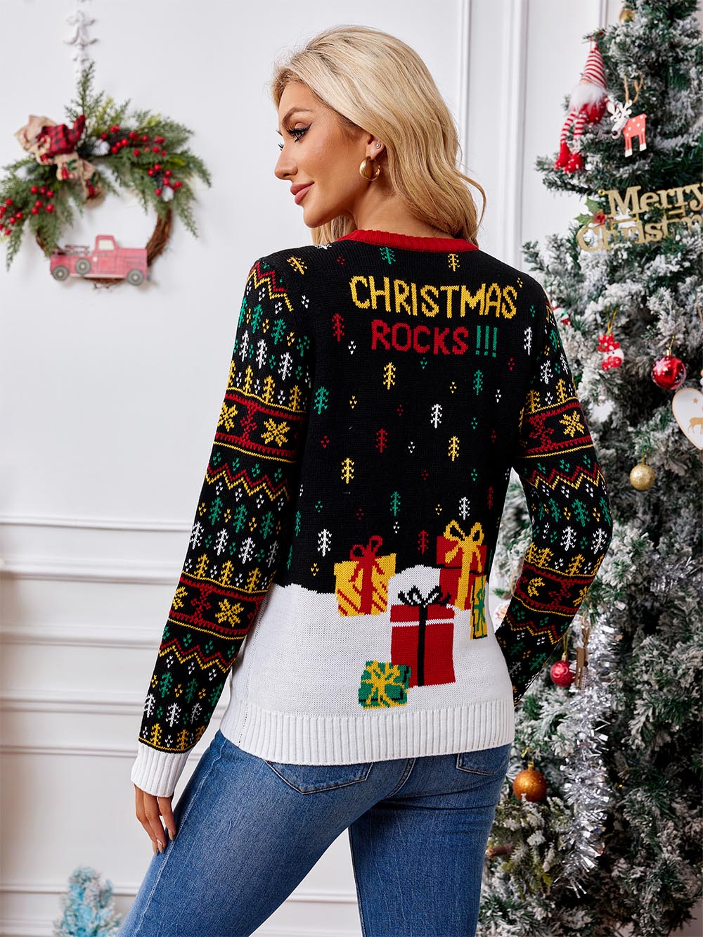 Rock and Roll Santa Ugly Christmas Sweater | NCS