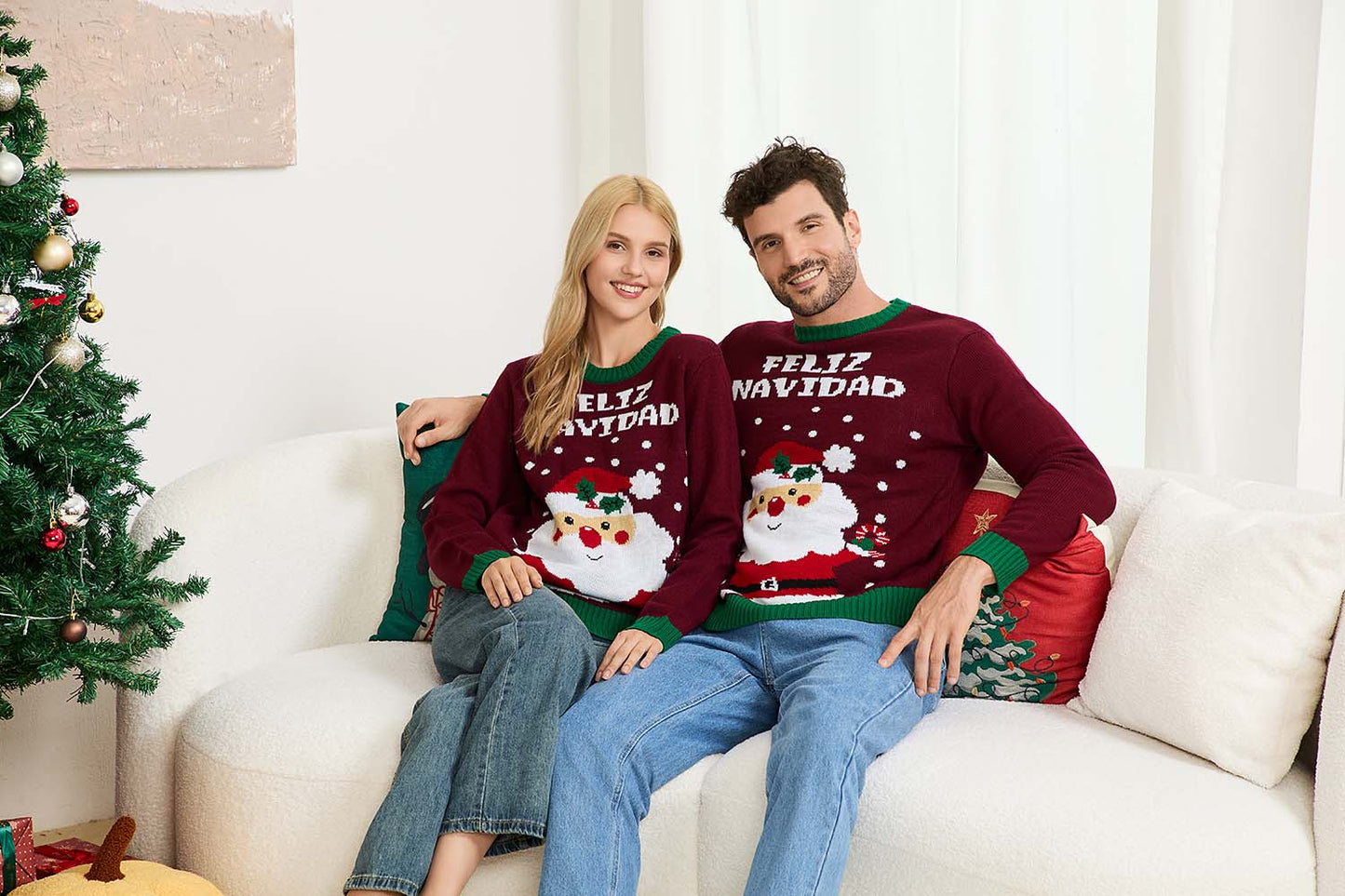 Santa Claus Pattern Colorblock Knit Sweater | NCS
