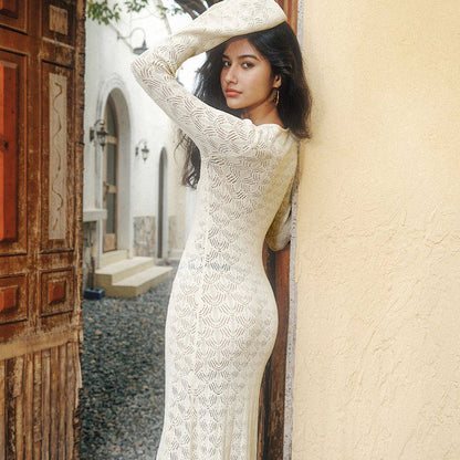 Sexy Cutout Beach Maxi Dress in White