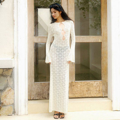 Sexy Cutout Beach Maxi Dress in White