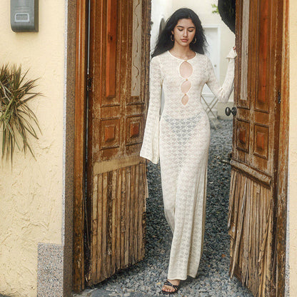 Sexy Cutout Beach Maxi Dress in White