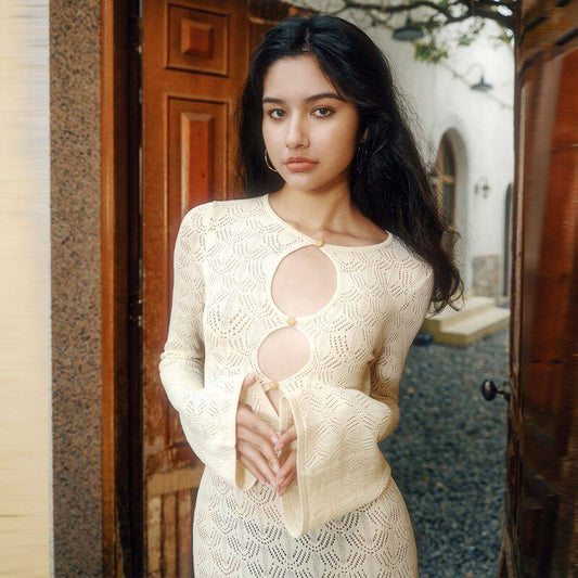 Sexy Cutout Beach Maxi Dress in White