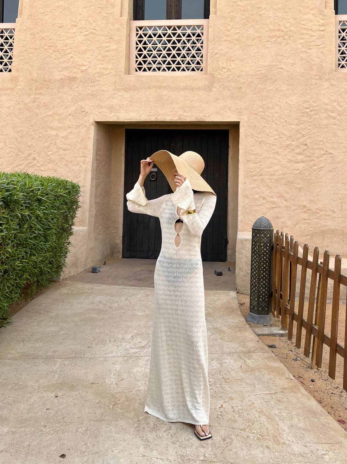Sexy Cutout Beach Maxi Dress in White