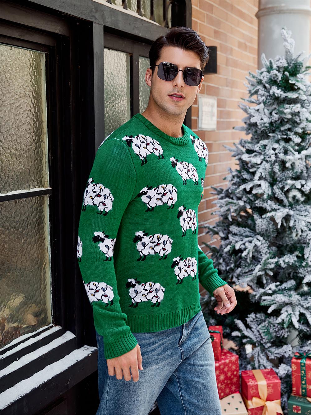 Sheep Jacquard Casual Long-Sleeve Ugly Christmas Sweater | NCS