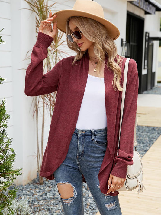 Solid Color Mid-Length Sweater Cardigan | NCS