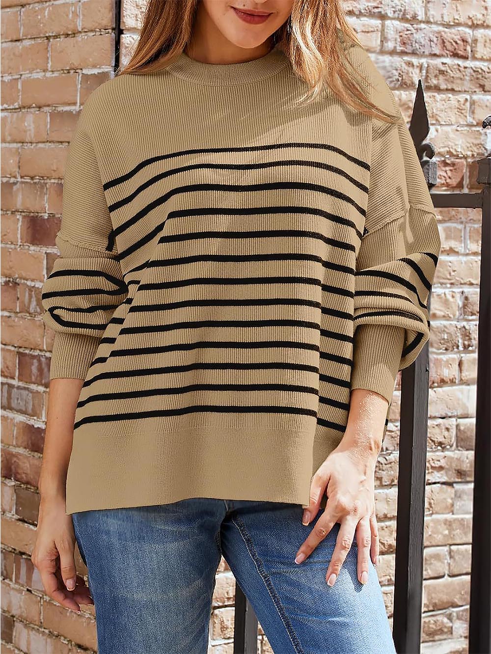 Solid Drop Shoulder Split Hem Sweater | NCS