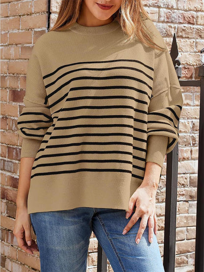 Solid Drop Shoulder Split Hem Sweater | NCS