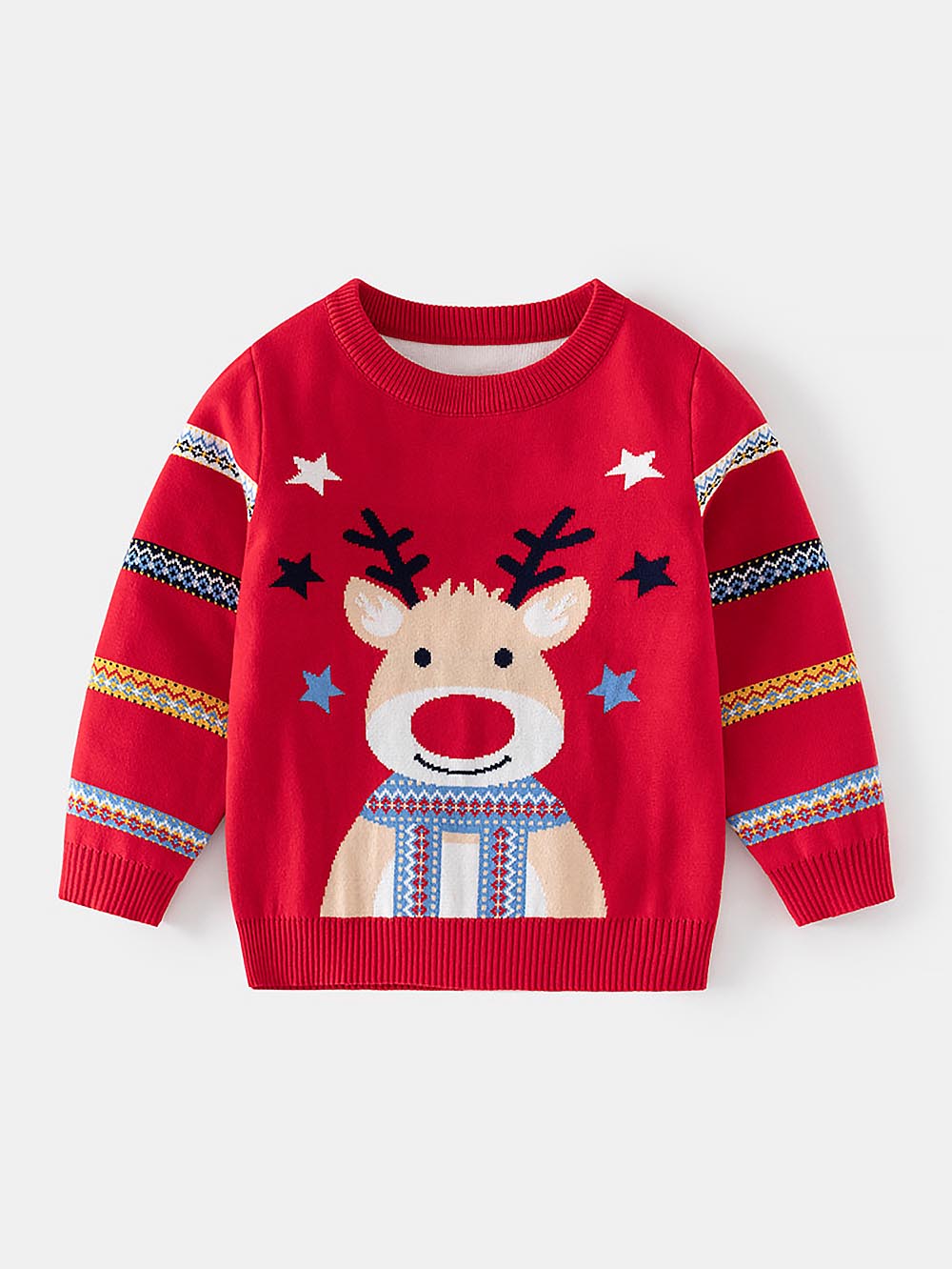 Striped Reindeer Christmas Sweater for Kids | NCS