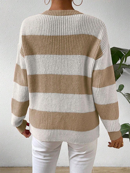 Stylish Two-Tone Loose Fit Pullover Sweater | NCS