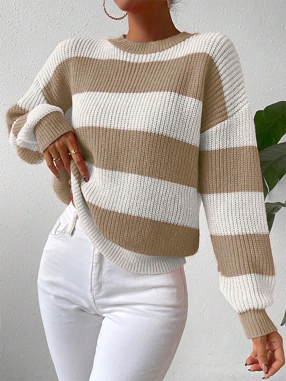 Stylish Two-Tone Loose Fit Pullover Sweater | NCS