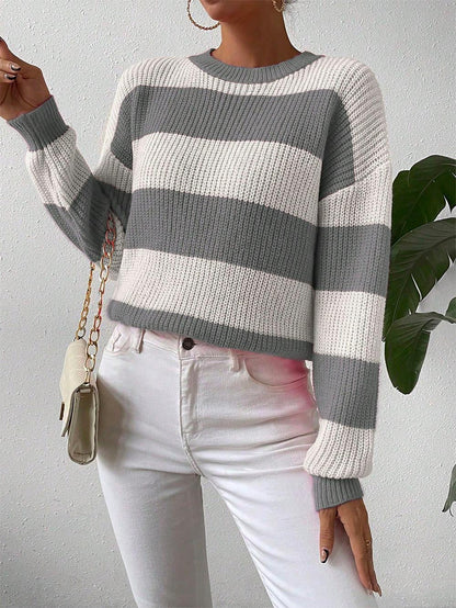 Stylish Two-Tone Loose Fit Pullover Sweater | NCS