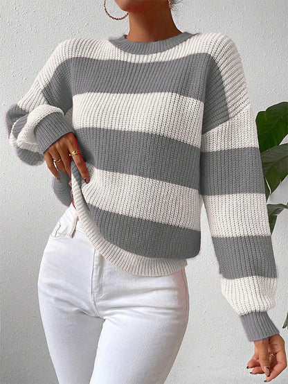 Stylish Two-Tone Loose Fit Pullover Sweater | NCS