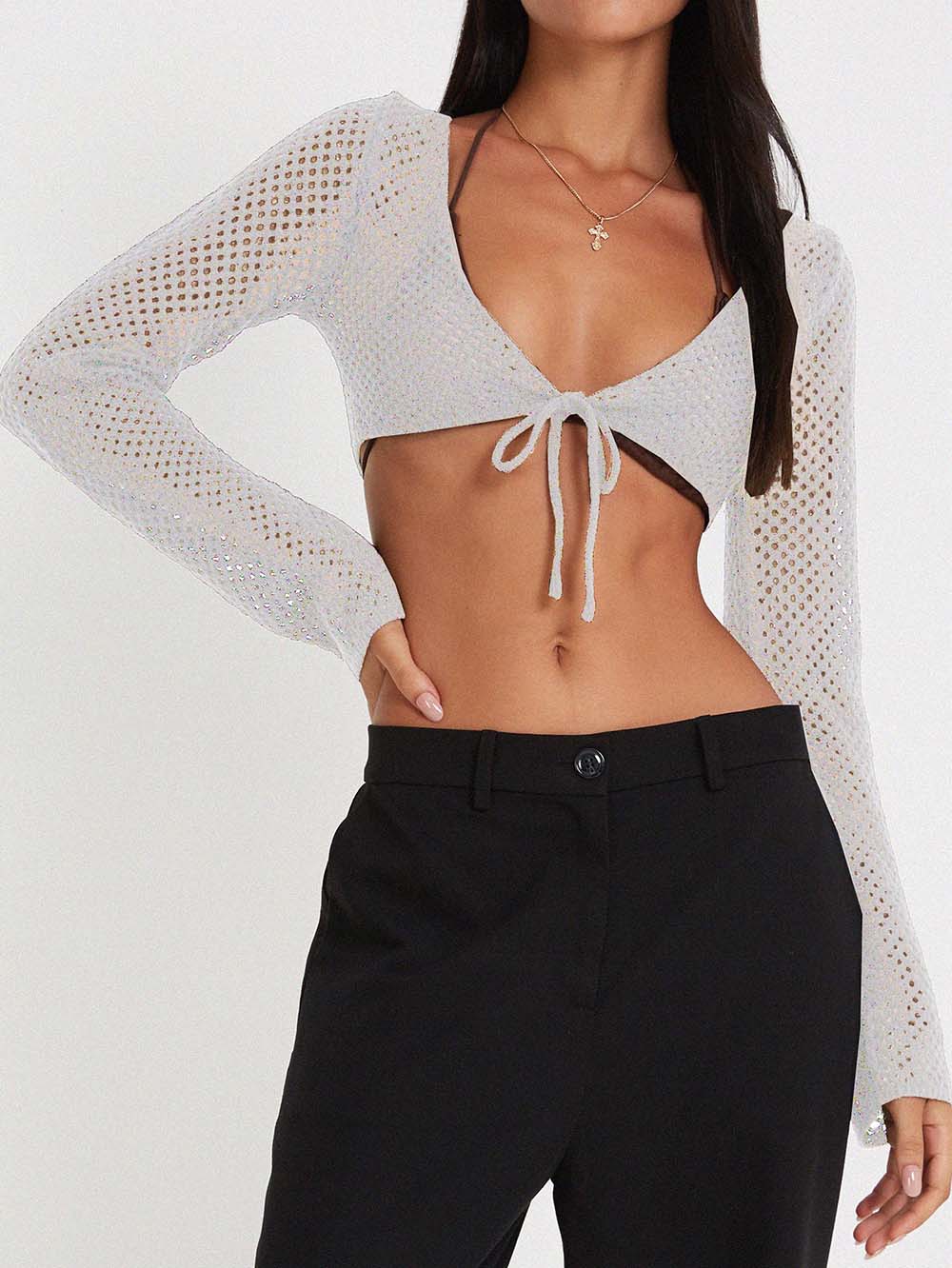 Sultry Hollow-out Knit Crop Top | NCS