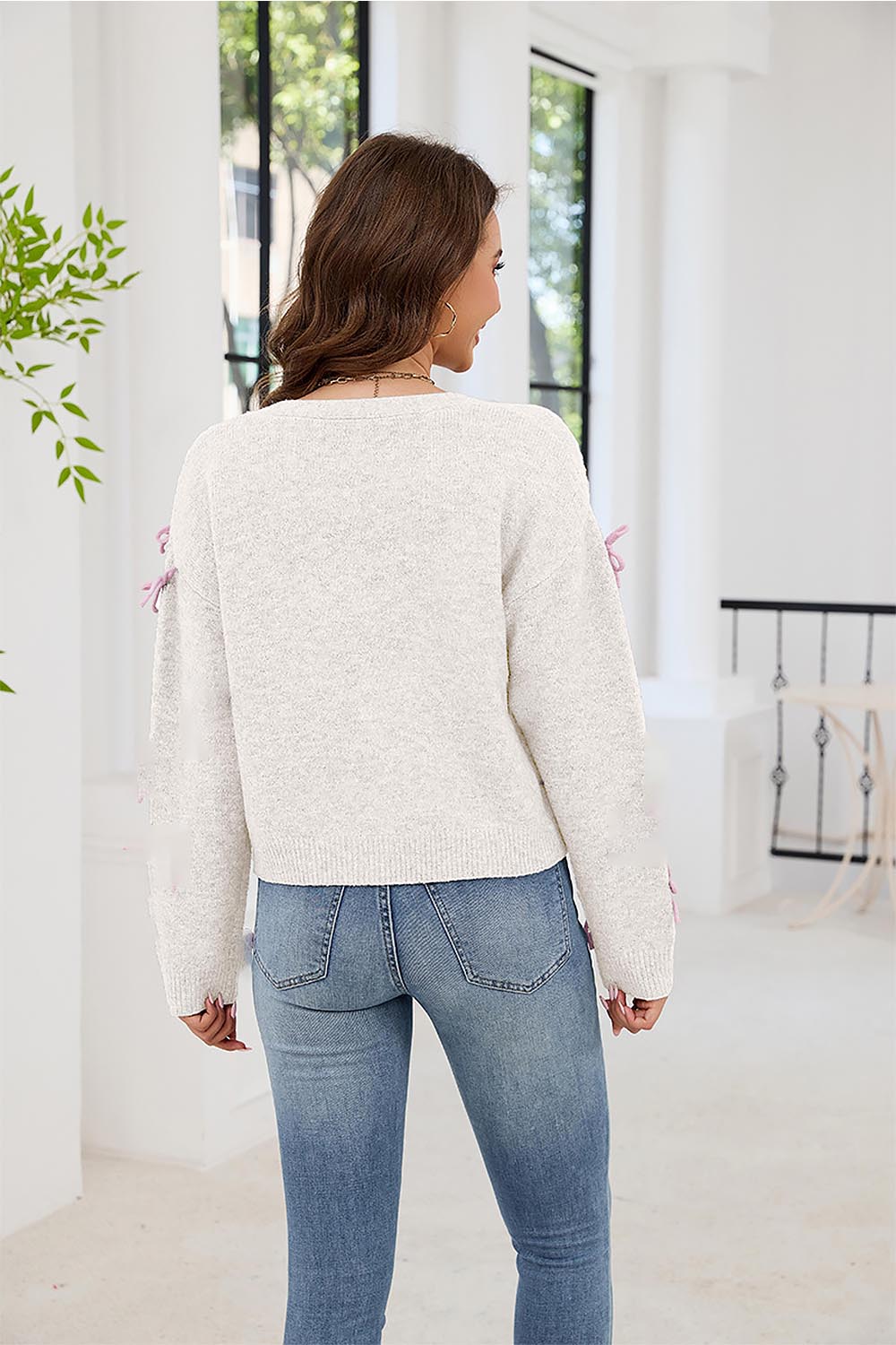 Sweet Bowknot V-Neck Knit Cardigan | NCS