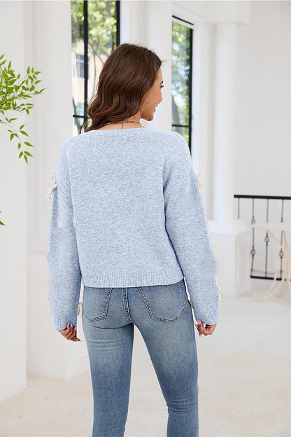 Sweet Bowknot V-Neck Knit Cardigan | NCS