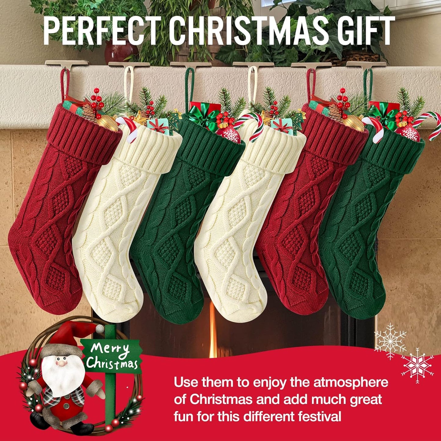 Unique Knitted Christmas Stockings(6PCS) | NCS