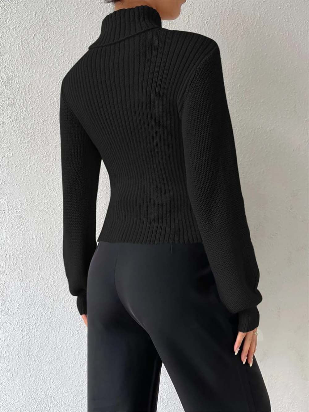 Women Sexy Solid Turtleneck Knitted Sweater | NCS