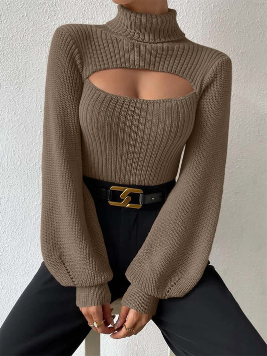 Women Sexy Solid Turtleneck Knitted Sweater | NCS