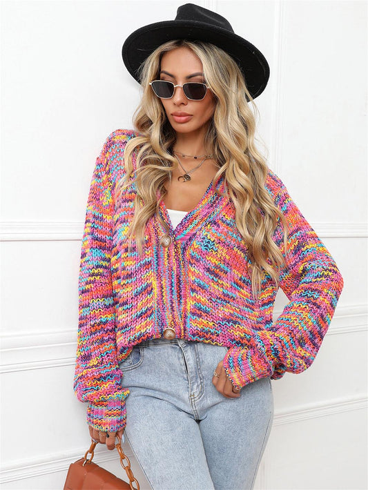 Women Knit Cardigan Vintage Rainbow Sweaters| NCS