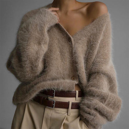 Women’s Faux Mink Relaxed Fit Oversized Cardigan Sweater | NCS