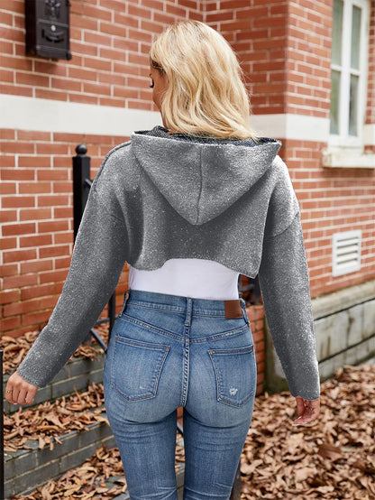 Women’s Halloween Letter Jacquard Cropped Hoodie Sweater | NCS