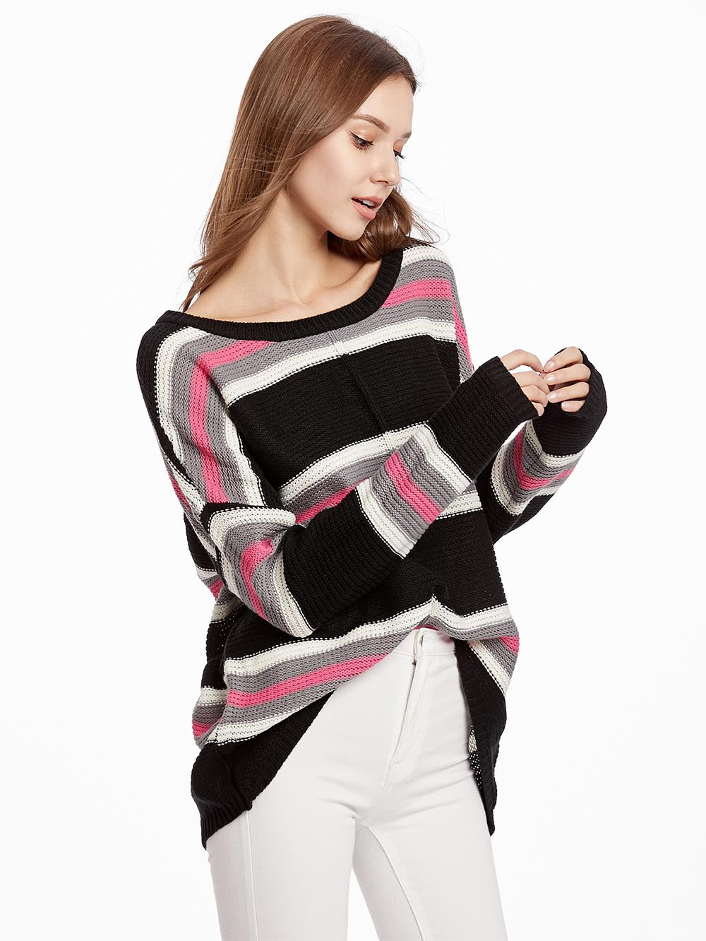 Women's Neon Color Female Slash Neck Fashion Knitted Shirts | NCS