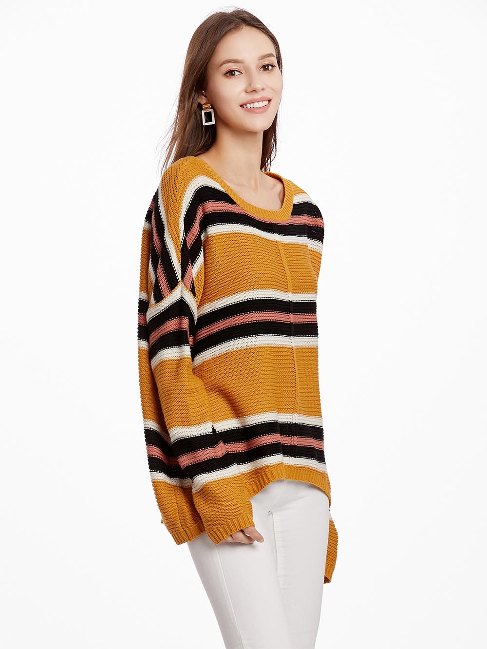 Women's Neon Color Female Slash Neck Fashion Knitted Shirts | NCS