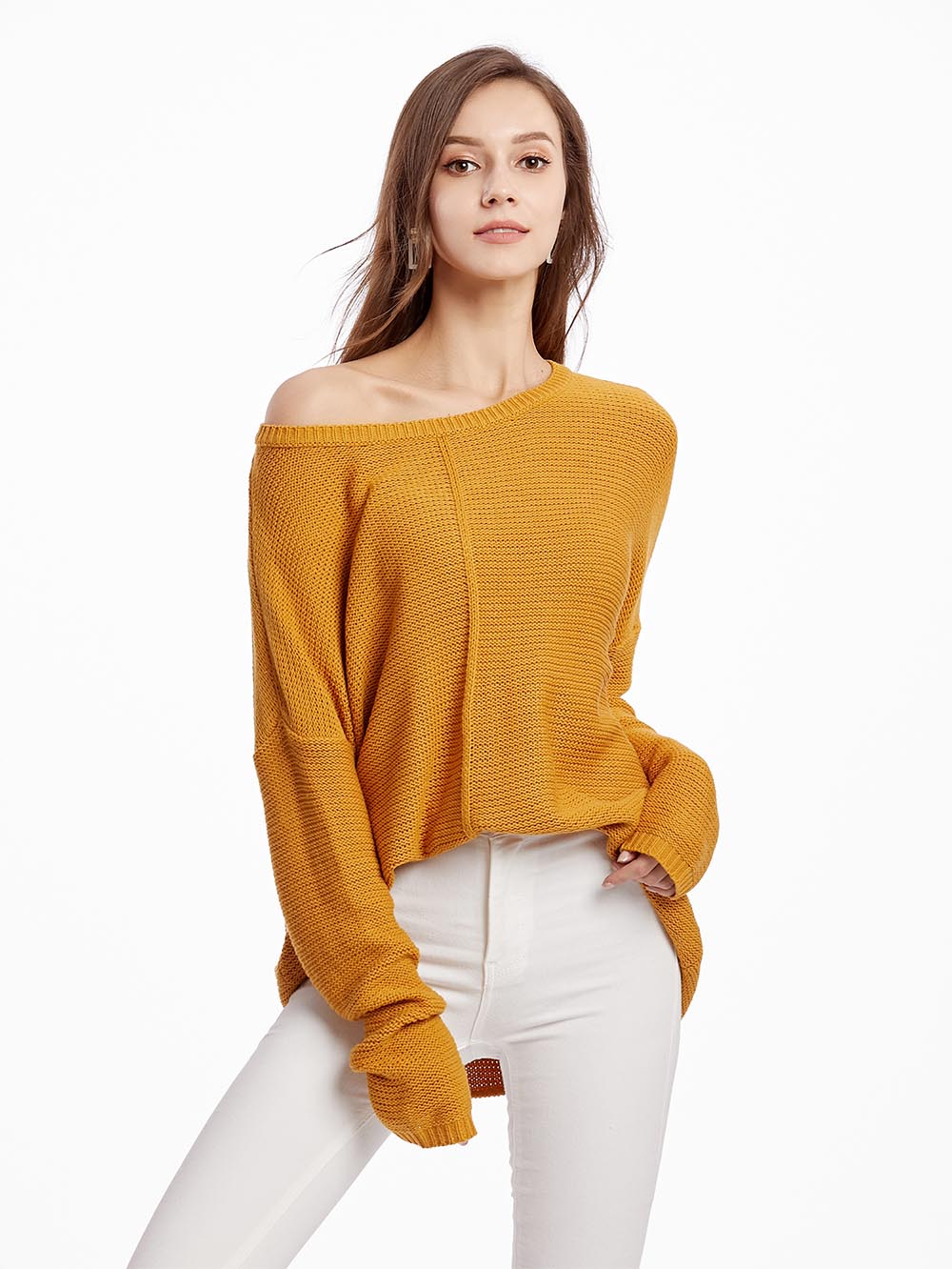 Women's Neon Color Female Slash Neck Fashion Knitted Shirts | NCS