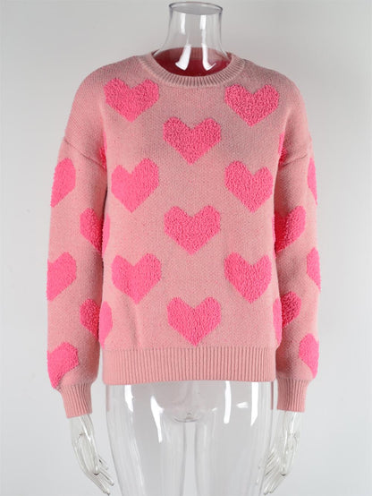 Women's Plush Heart Embroidery Thickened Sweater | NCS