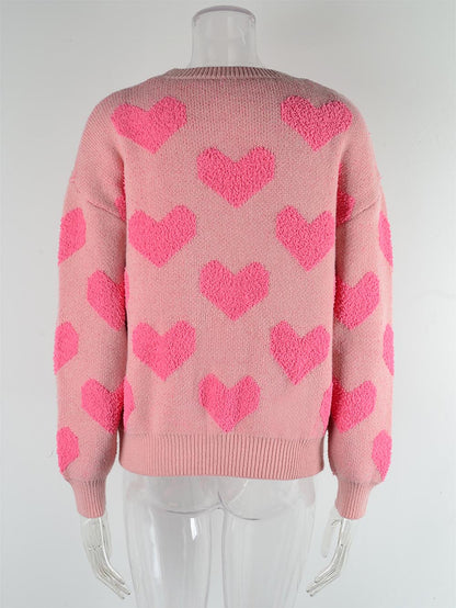 Women's Plush Heart Embroidery Thickened Sweater | NCS