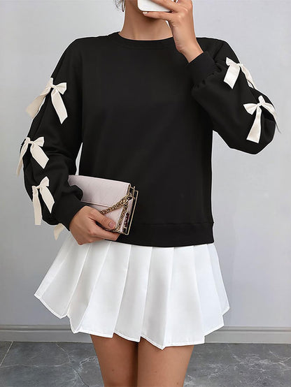Women's Red Sweatshirt with Bow Decoration | NCS
