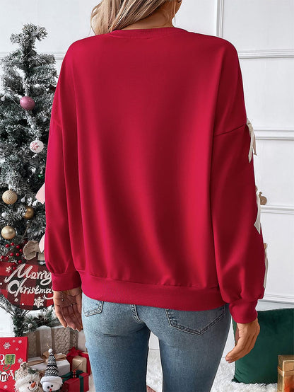 Women's Red Sweatshirt with Bow Decoration | NCS