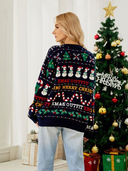 Women's Snowmans Sequins Loose Christmas Sweater | NCS