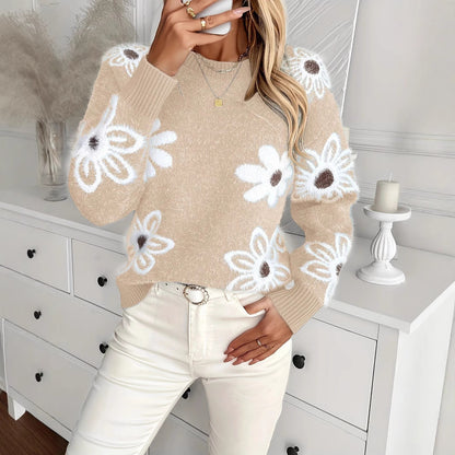 Women's Elegant Floral Knit Sweater | NCS
