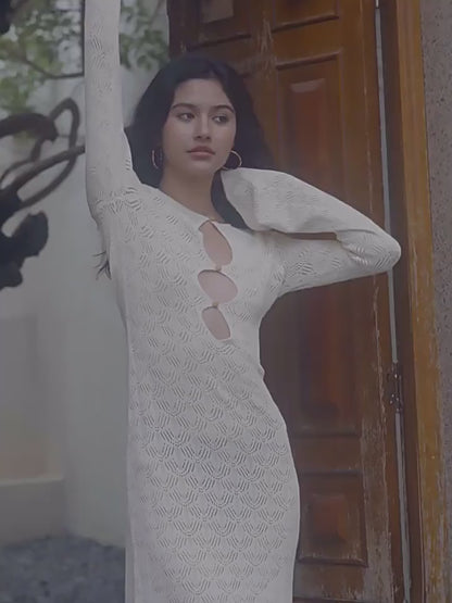 Sexy Cutout Beach Maxi Dress in White